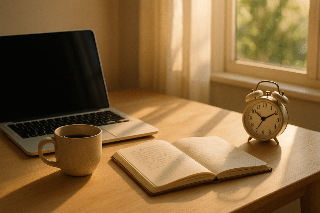CoffeePreneur, coffee, morning coffee, workspace, coffee content, content calendar, jannes punita, work from home