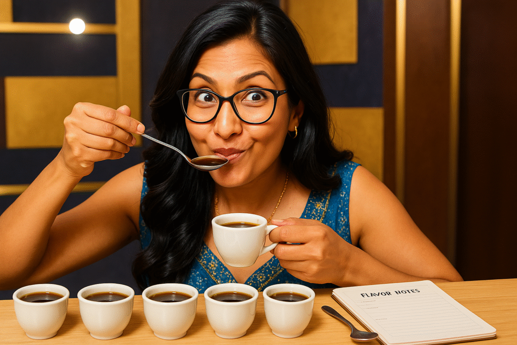 taste coffee, coffee, slurp coffee, how to taste coffee, coffee tasting guide, coffee flavor notes, brew guide