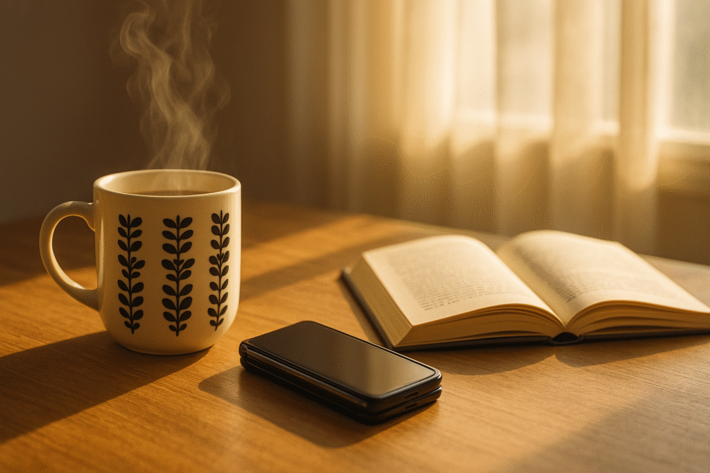 Coffee, Digital Detox, Morning Coffee, Morning Mindset, morning coffee ritual, no phone challenge, digital detox lifestyle, mindful coffee culture, unplugged mornings, coffee without distractions, lifestyle coffee habits, 7 day challenge coffee routine