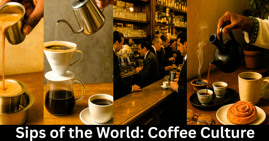 coffee culture, coffee, filter kaapi, filter coffee, coffee ritual, culture and coffee, global coffee rituals, South Indian filter coffee, caffeine and tradition, coffee around the world, espresso, Ethiopia coffee, 