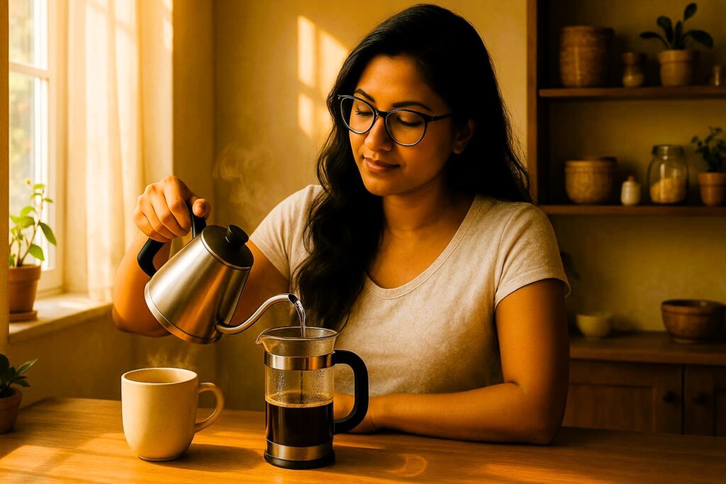 coffee and journaling, jannes punita, french presss, coffee brewing, caffeine, coffee, morning coffee, lifestyle coffee blog, journaling ritual, coffee and journaling benefits, mindful morning, journaling with coffee, daily journaling, morning motivation