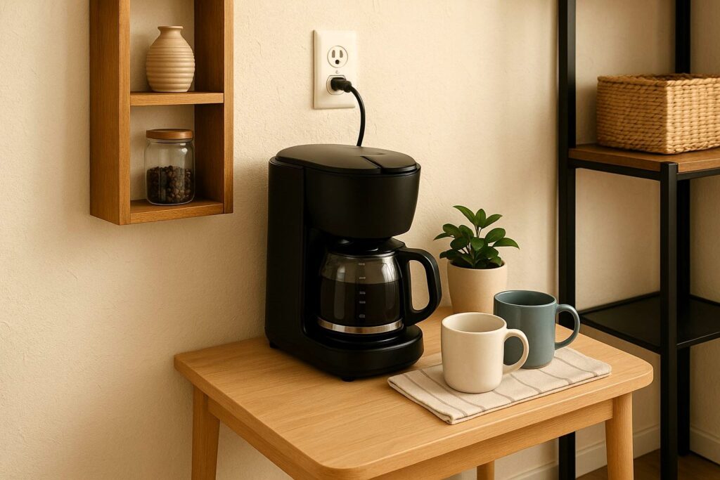 coffee corner at home, home coffee, coffee, home café, lifestyle coffee blog, how to create a coffee nook, cozy coffee corner ideas, aesthetic home coffee setup, coffee station design,  coffee nook must-haves, home café inspiration, cozy kitchen corner