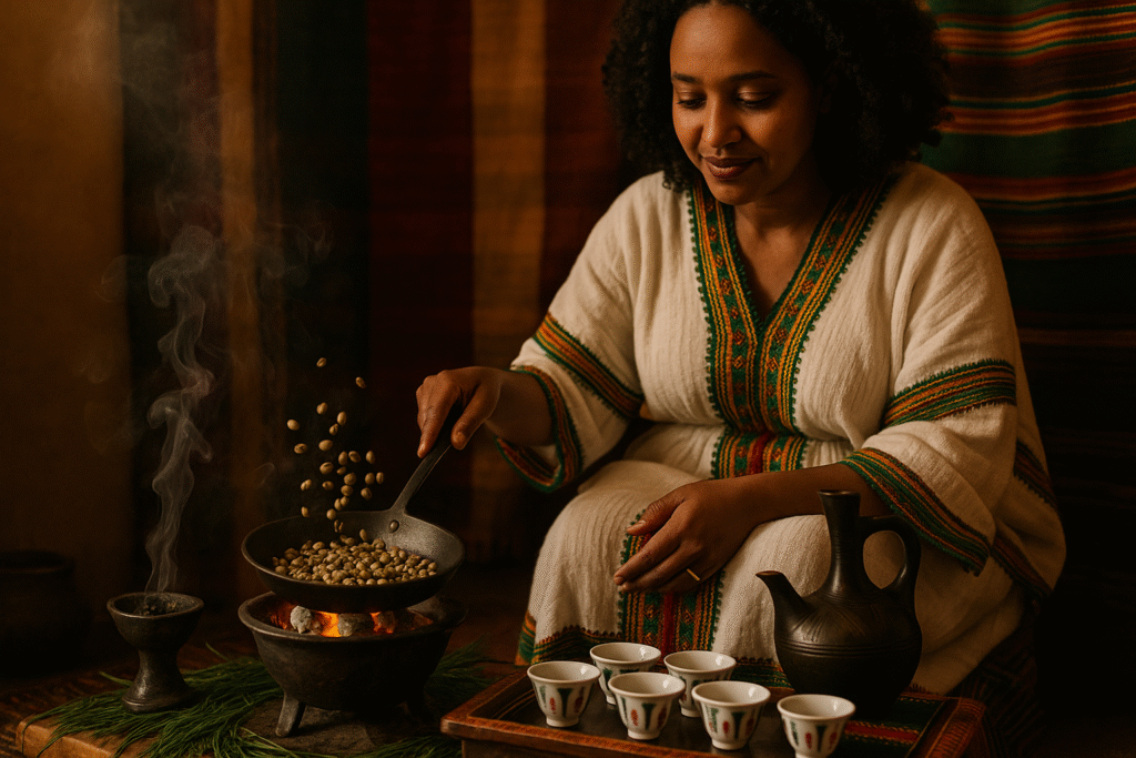 Ethiopian Coffee Ceremony, global coffee, global coffee traditions, 7-day coffee challenge, unique coffee rituals, coffee culture exploration, lifestyle coffee experiences