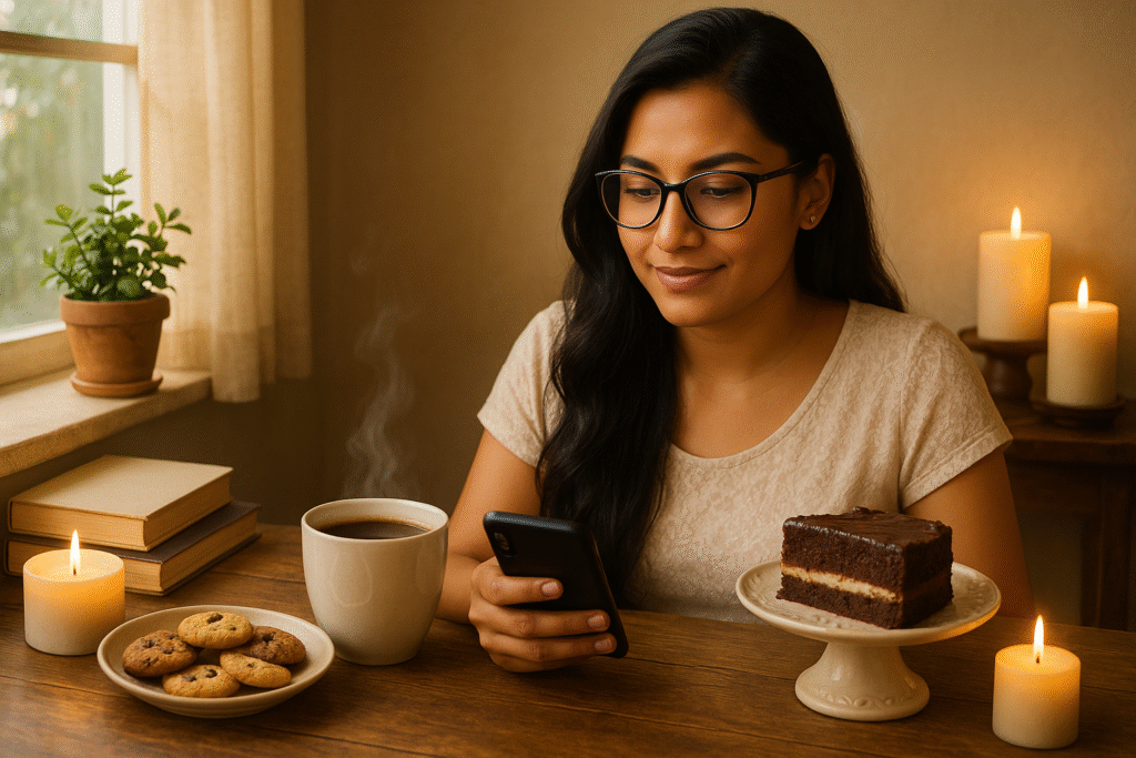home café, jannes punita, home café styling, coffee lifestyle blog, cozy coffee corner, coffee and dessert pairing, café-inspired home décor, candles and coffee ambiance