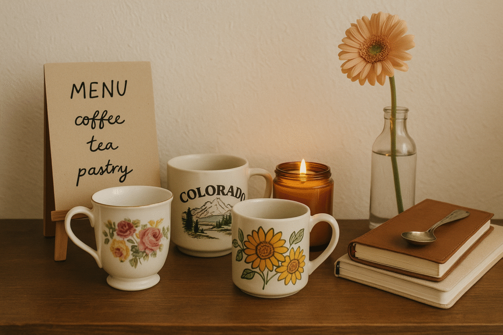 home café, home café styling, coffee lifestyle blog, cozy coffee corner, coffee and dessert pairing, café-inspired home décor, candles and coffee ambiance