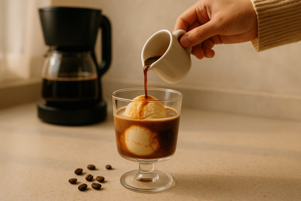 Classic Affogato, Classic Affogato recipe, how to make affogato at home, easy coffee dessert, Italian coffee at home, coffee and ice cream recipe, 5-minute coffee recipe, Jannes Punita coffee blog, lifestyle coffee culture