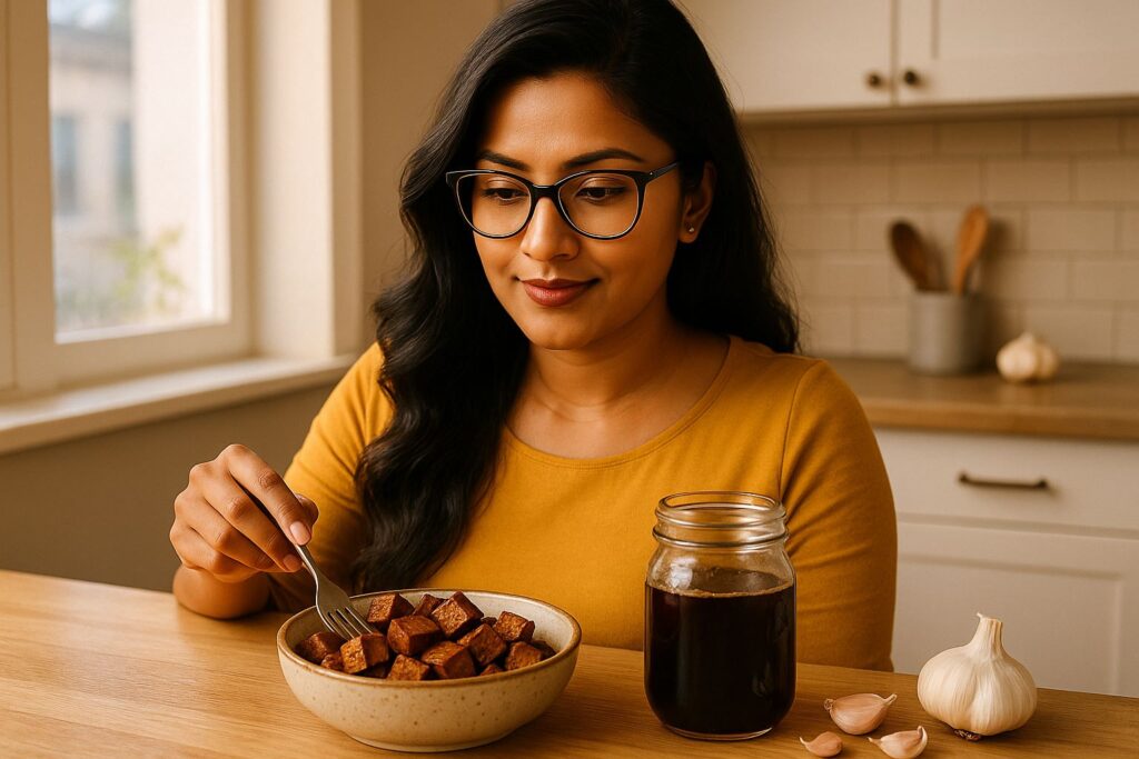 Coffee‑Marinated tofu, coffee recipe, coffee culture, coffee lifestyle, plant‑based recipes, tofu marinade, meal prep hacks, Jannes Punita blog, brew coffee, savory tofu, kitchen routine, weekly prep