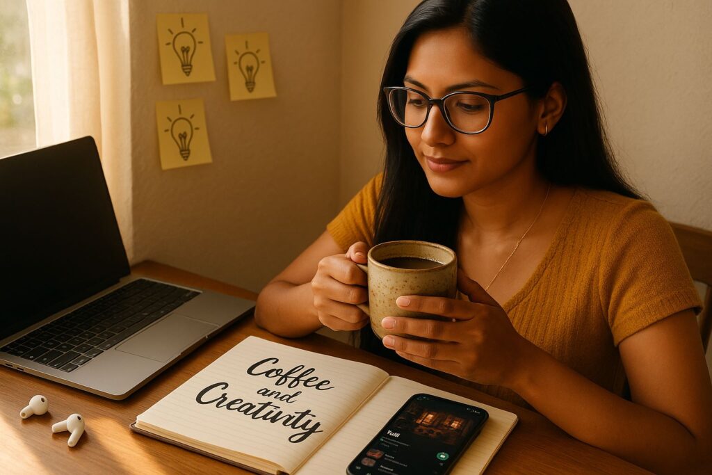 coffee and creativity, creative flow with coffee, morning coffee, coffee ritual, how coffee boosts creativity, coffee and daily inspiration, Jannes Punita blog, lifestyle coffee culture
