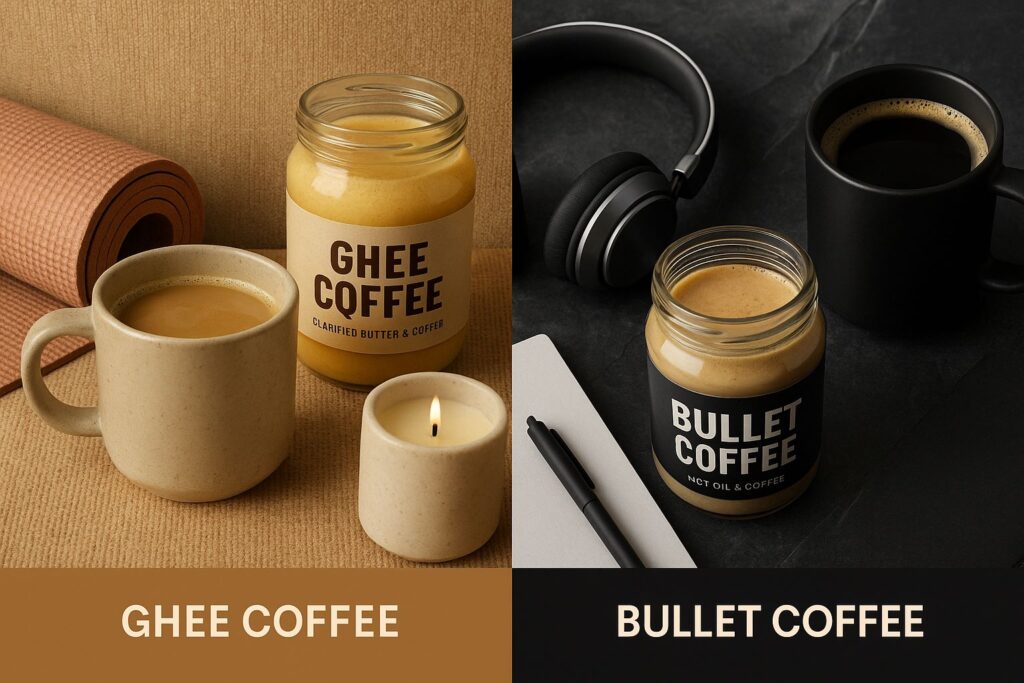 ghee coffee vs bullet coffee, viral coffee, ghee coffee benefits, bulletproof coffee review, healthy coffee trends, coffee for wellness, viral coffee drinks, Jannes Punita blog, lifestyle coffee culture