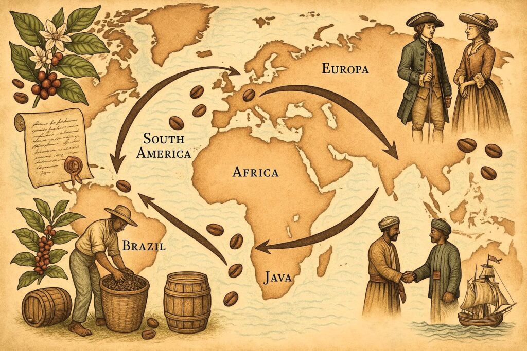coffee journey, coffee, history of coffee, Coffeehouses, evolution of global coffee, coffee culture, coffee origins, global coffee journey