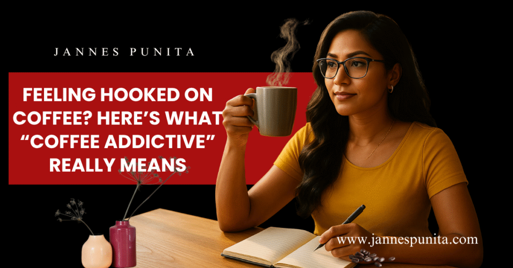 coffee addictive, caffeine addiction, coffee culture, coffee rituals, coffee lifestyle, coffee love, brew coffee, caffeine dependence, Jannes Punita blog, daily coffee habit