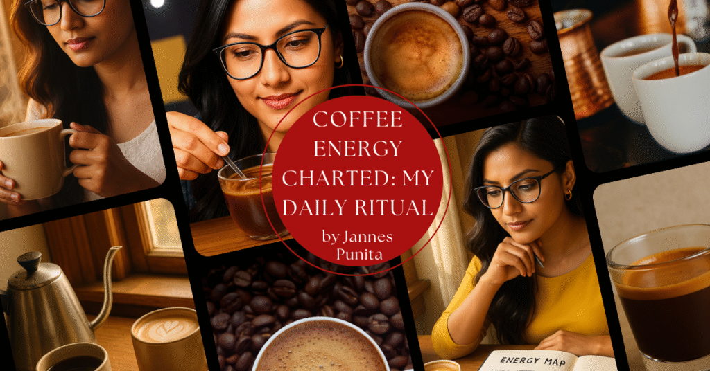 coffee energy, coffee love, brew coffee, daily coffee, coffee culture, coffee rituals, coffee lifestyle, daily energy, morning routine, afternoon recharge, Jannes Punita blog, mindful caffeine, energy mapping