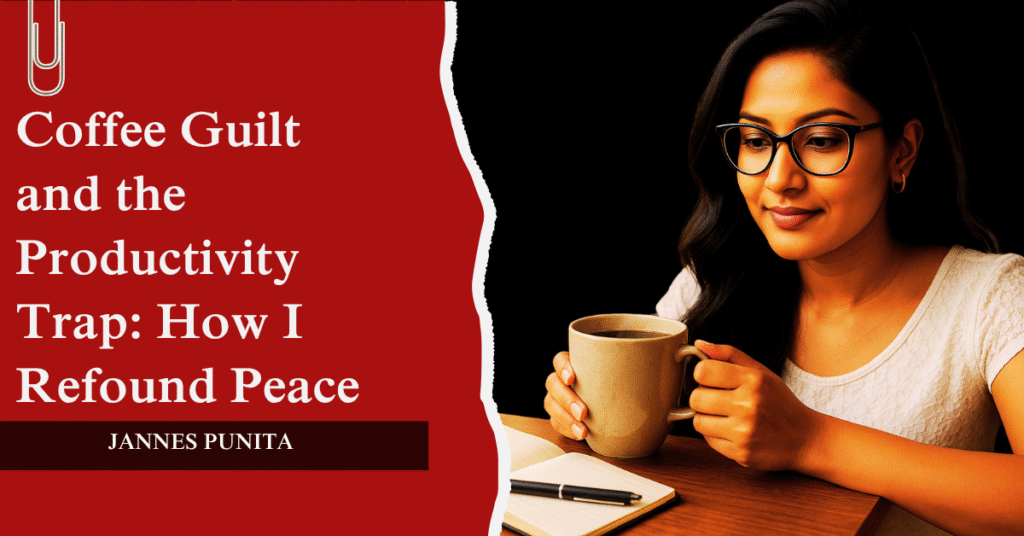 coffee guilt, coffee culture, coffee lifestyle, daily coffee, coffee rituals, brew coffee, mindful caffeine, productivity balance, daily inspiration, Jannes Punita blog, mindfulness