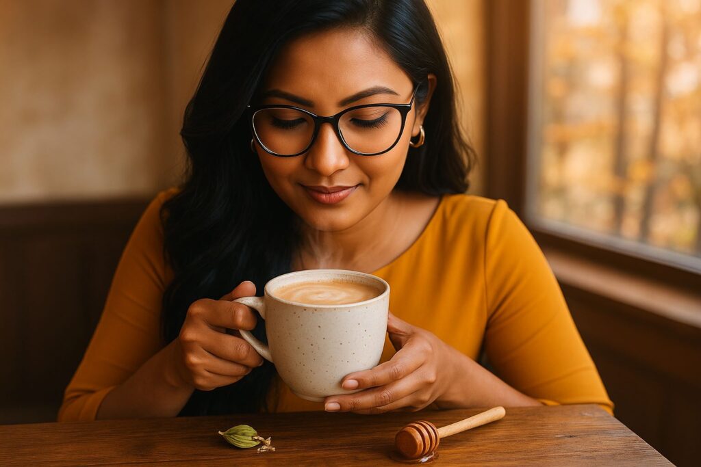 Cardamom Honey Latte, coffee recipe, cafe culture, coffee culture, coffee rituals, coffee lifestyle, Jannes Punita blog, Middle Eastern coffee, spiced latte recipe, honey latte, cardamom coffee, cozy morning ritual, homemade latte recipe
