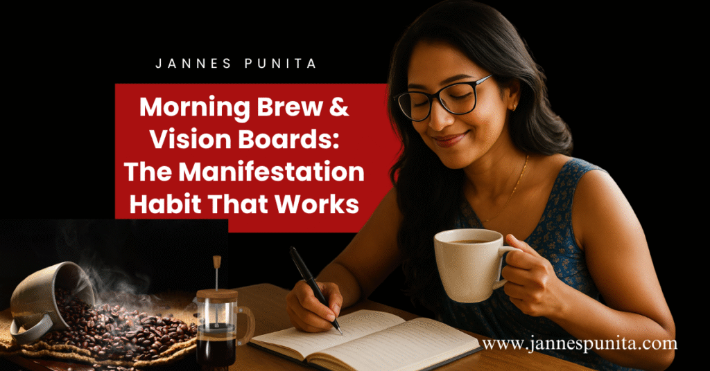 morning brew, vision board, manifestation coffee ritual, coffee ritual, coffee lifestyle habits, morning coffee, mindful morning inspiration