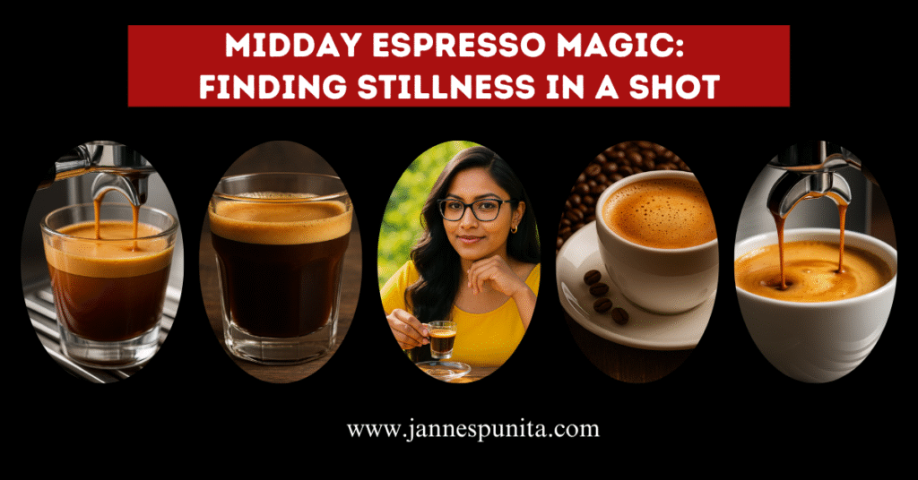 Midday Espresso, Espresso, espresso coffee, coffee lifestyle, daily espresso routine, Jannes Punita blog, coffee culture, coffee rituals, emotional coffee habits, coffee break, espresso pause