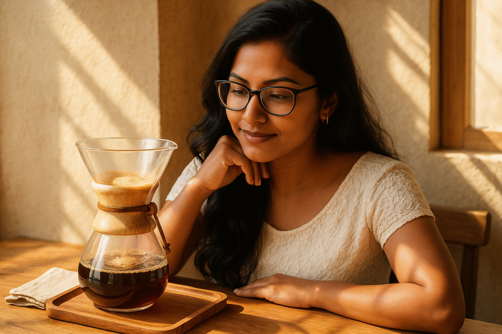 Chemex Coffeemaker, coffee culture, coffee rituals, coffee lifestyle, pour-over coffee, Chemex brewing guide, Jannes Punita blog, morning coffee ritual, aesthetic coffee, viral coffee method, slow coffee movement