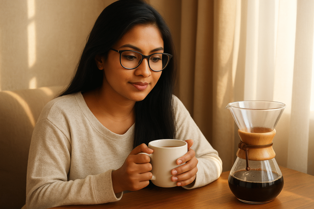 Chemex Coffeemaker, coffee culture, coffee rituals, coffee lifestyle, pour-over coffee, Chemex brewing guide, Jannes Punita blog, morning coffee ritual, aesthetic coffee, viral coffee method, slow coffee movement