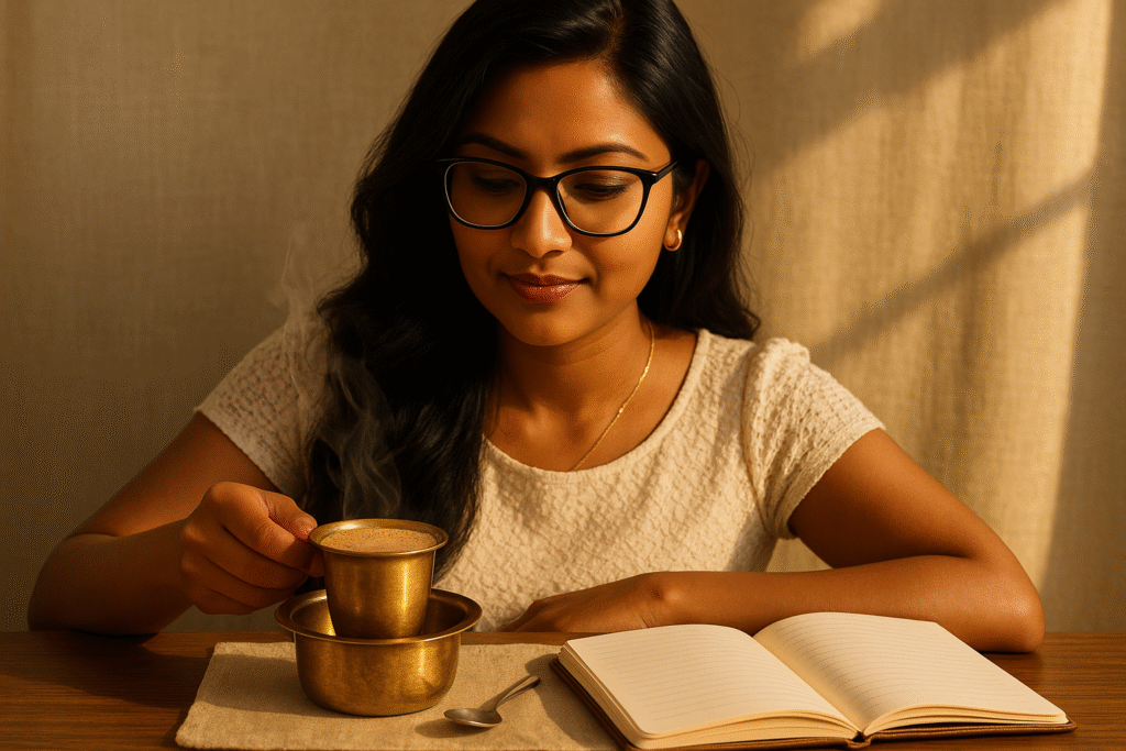 one brew, filter coffee, daily coffee, coffee culture, coffee rituals, coffee lifestyle, Jannes Punita blog, slow coffee habits, filter coffee method, mindful morning coffee, grounding coffee brew