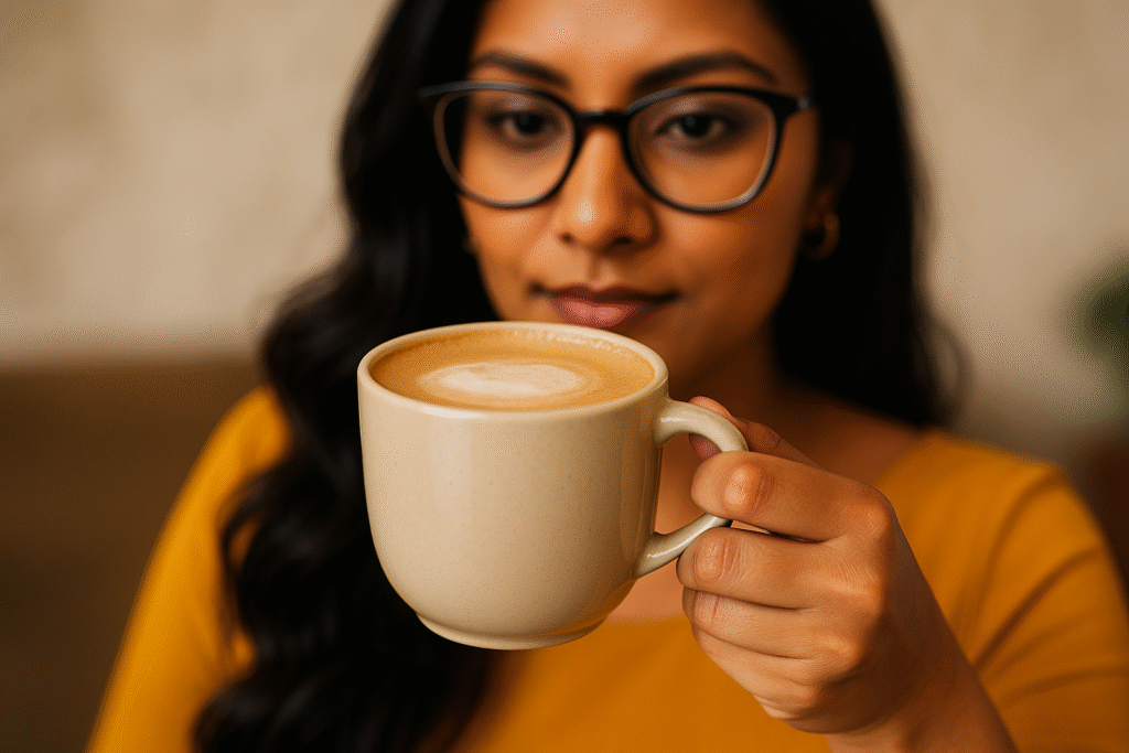 Spanish Latte, coffee culture, coffee rituals, coffee lifestyle, homemade latte recipe, coffee latte, Jannes Punita blog, café-quality coffee, sweetened condensed milk latte, cozy coffee drink, rainy day coffee, recipe for Spanish Latte
