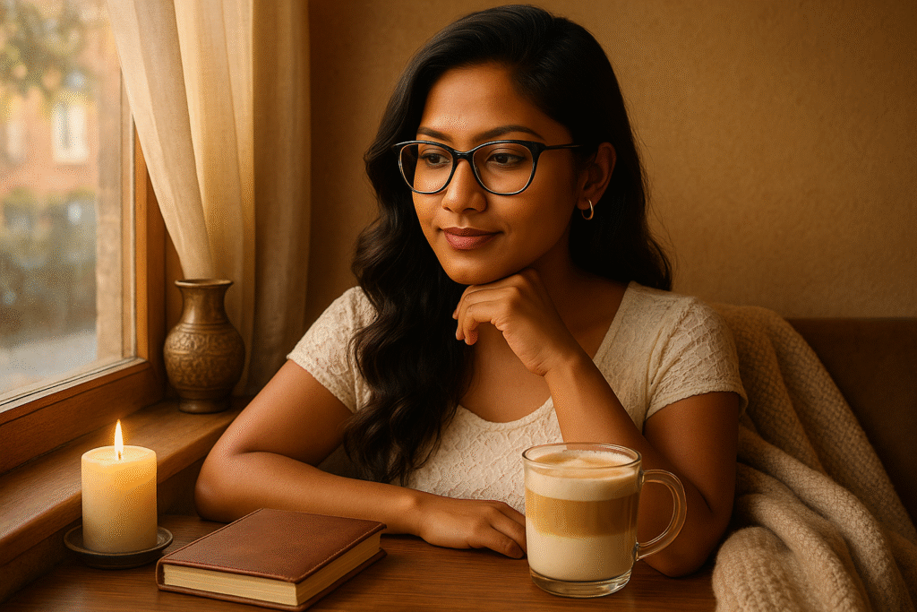 Spanish Latte, coffee culture, coffee rituals, coffee lifestyle, homemade latte recipe, coffee latte, Jannes Punita blog, café-quality coffee, sweetened condensed milk latte, cozy coffee drink, rainy day coffee, recipe for Spanish Latte