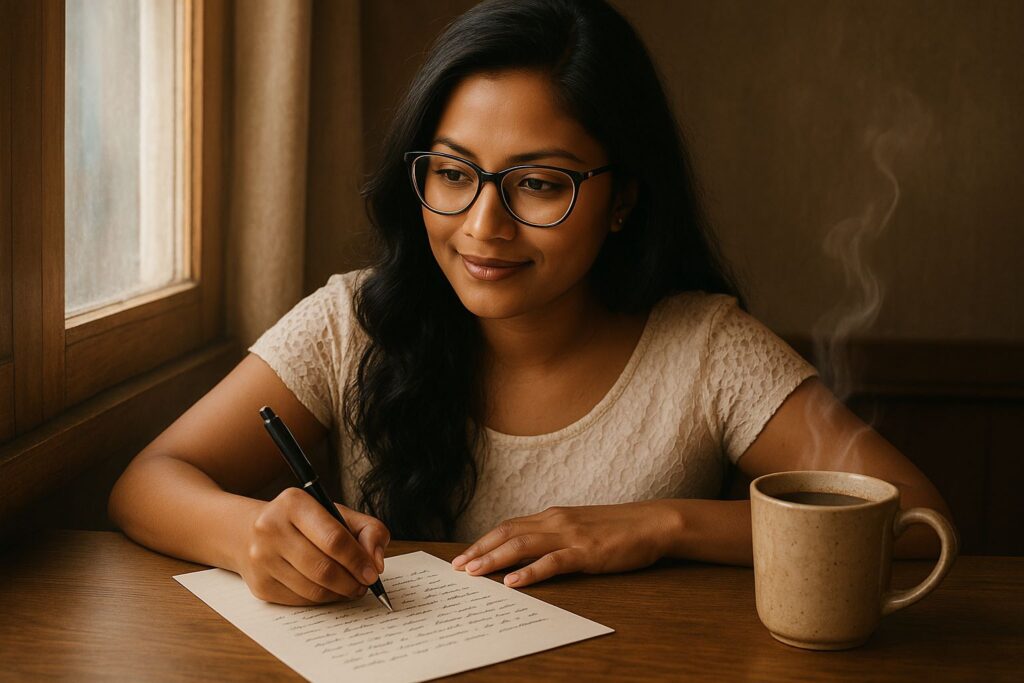 coffee letters, Jannes Punita blog, coffee culture, coffee lifestyle, coffee rituals, handwritten letters, coffee journaling, writing notes while sipping, mindful coffee habits, slow living, daily writing practice