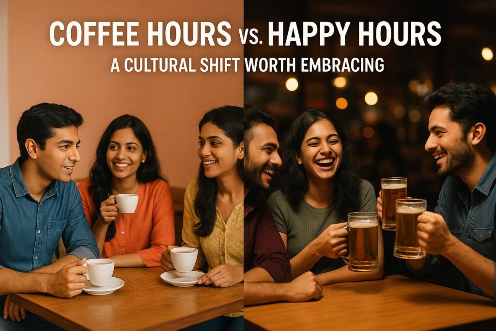 coffee hours, happy hours, Jannes Punita blog, coffee culture, coffee lifestyle, coffee rituals, coffee hours vs. happy hours, modern social rituals, mindful drinking, happy hour alternatives, slow living, introvert-friendly hangouts, lifestyle shift