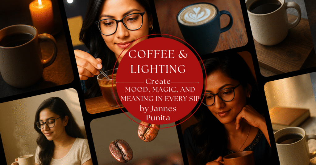 coffee and lighting, coffee rituals, coffee lifestyle, mood lighting for coffee, how light changes coffee mood, cozy coffee photography, Jannes Punita blog, coffee culture aesthetics