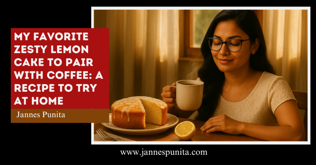 zesty lemon cake recipe, coffee and cake, Jannes Punita blog, coffee culture, coffee rituals, coffee lifestyle, homemade lemon cake, lemon cake for coffee, easy lemon cake recipe, lemon dessert, baking at home, coffee and cake pairing