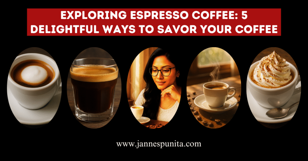 espresso coffee, espresso, espresso coffee variations, classic espresso, espresso at home, Jannes Punita blog, coffee culture, coffee rituals, coffee lifestyle, espresso recipes, how to make espresso, types of espresso drinks, espresso con panna recipe, ristretto vs espresso, doppio espresso