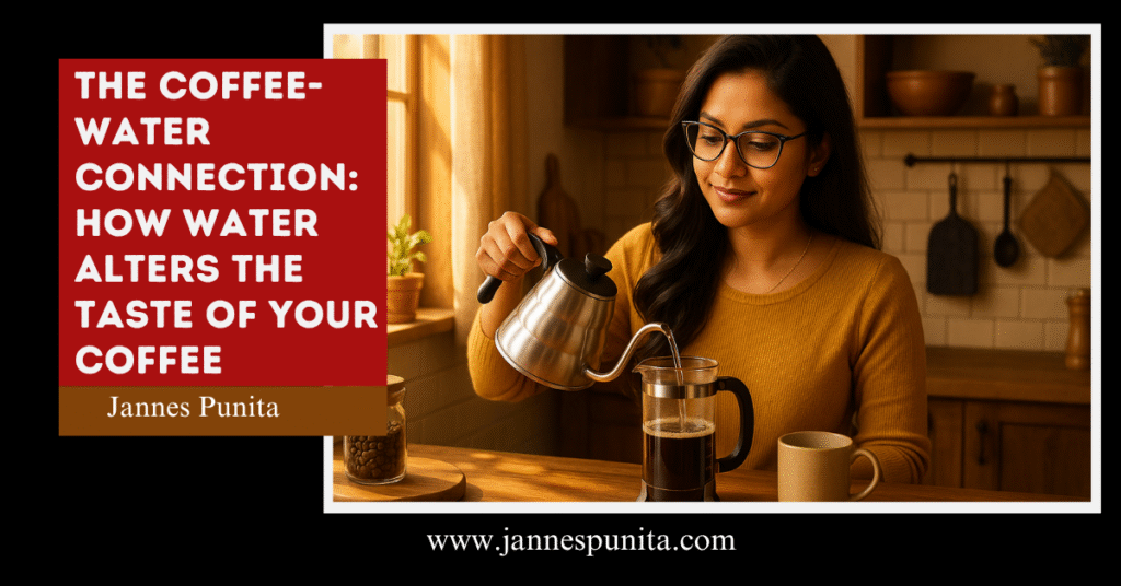 coffee water connection, brew coffee, Jannes Punita blog, coffee culture, coffee lifestyle, coffee rituals, water for coffee brewing, best water for coffee, coffee taste and water, brewing science, espresso water quality
