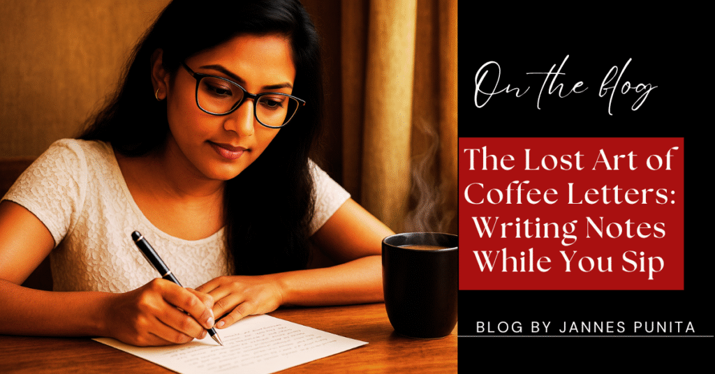 coffee letters, Jannes Punita blog, coffee culture, coffee lifestyle, coffee rituals, handwritten letters, coffee journaling, writing notes while sipping, mindful coffee habits, slow living, daily writing practice