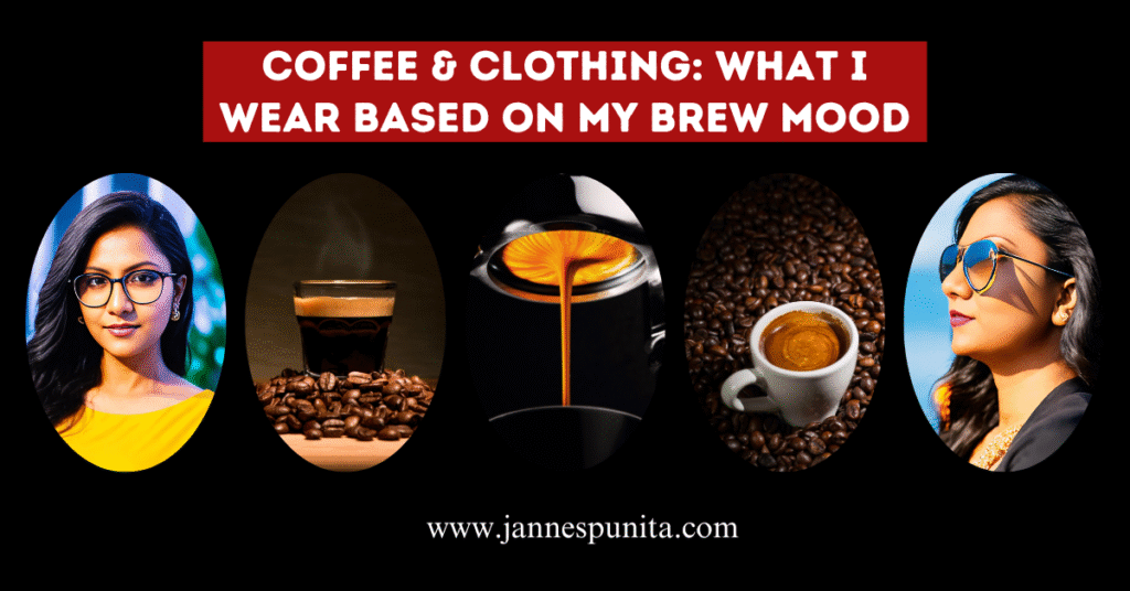 brew mood, Coffee & Clothing, coffee lifestyle, daily coffee, brew coffee, coffee culture, coffee rituals, outfit pairing, brew mood style, Jannes Punita blog, morning ritual, cozy wardrobe, espresso fashion, pour-over coffee