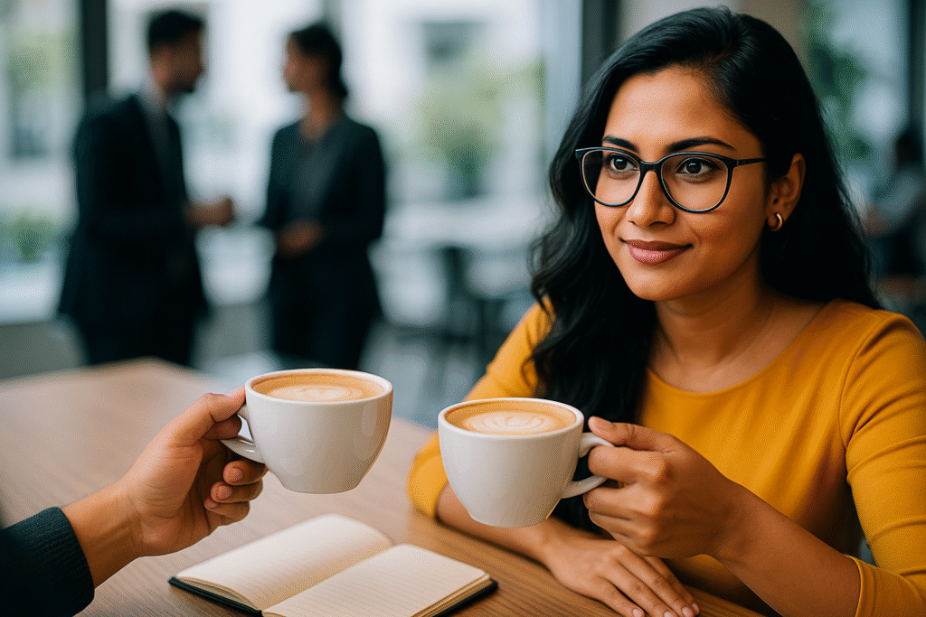 coffee in a co-working space, coffee culture, coworking space, work coffee routine, coworking caffeine, coffee rituals, coffee lifestyle, Jannes Punita blog, shared coffee breaks, productivity coffee hacks, team bonding rituals, friendly collaboration
