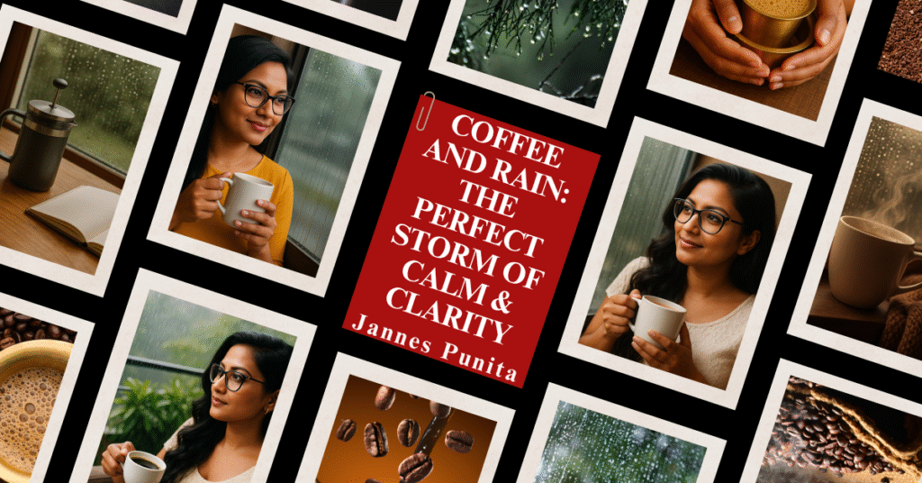Coffee and rain, coffee culture, coffee rituals, coffee lifestyle, Jannes Punita blog, rainy day coffee, emotional comfort, cozy morning routine, simplicity ritual, daily coffee moment, coffee in rains