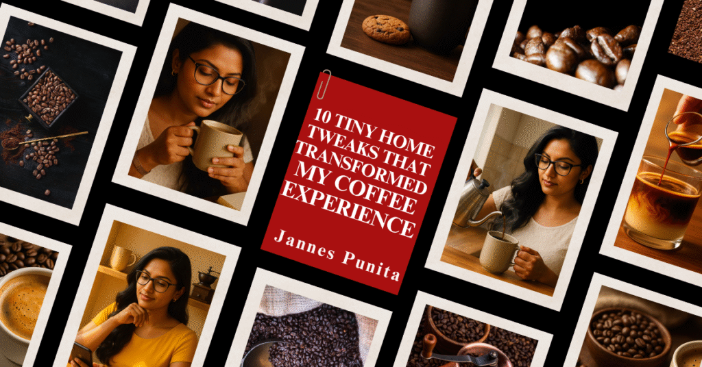 coffee experience, coffee hacks, home cafe, coffee culture, coffee rituals, coffee lifestyle, Jannes Punita blog, kitchen organization, cozy mornings, mindful coffee, simple brew upgrades, home café tips