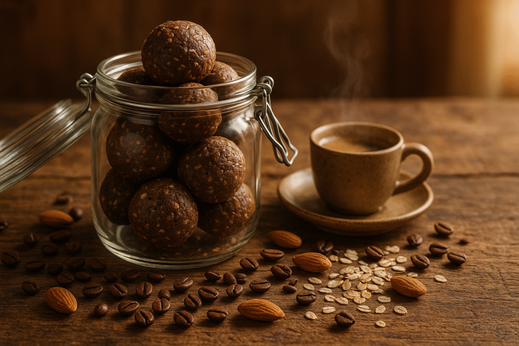 Almond Coffee, coffee recipe, coffee snack recipe, caffeine snacks, healthy coffee snacks, coffee culture, coffee lifestyle, daily coffee, morning coffee, coffee love, brew coffee, Jannes Punita blog, Energy Bites Recipe, Energy Snacks