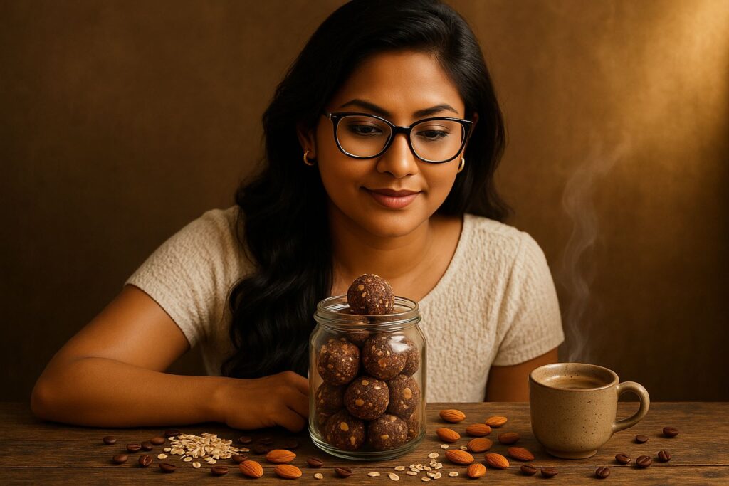 Almond Coffee, coffee recipe, coffee snack recipe, caffeine snacks, healthy coffee snacks, coffee culture, coffee lifestyle, daily coffee, morning coffee, coffee love, brew coffee, Jannes Punita blog, Energy Bites Recipe, Energy Snacks