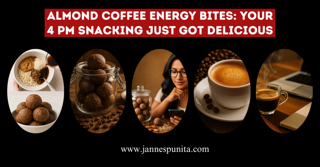 Almond Coffee, coffee recipe, coffee snack recipe, caffeine snacks, healthy coffee snacks, coffee culture, coffee lifestyle, daily coffee, morning coffee, coffee love, brew coffee, Jannes Punita blog, Energy Bites Recipe, Energy Snacks