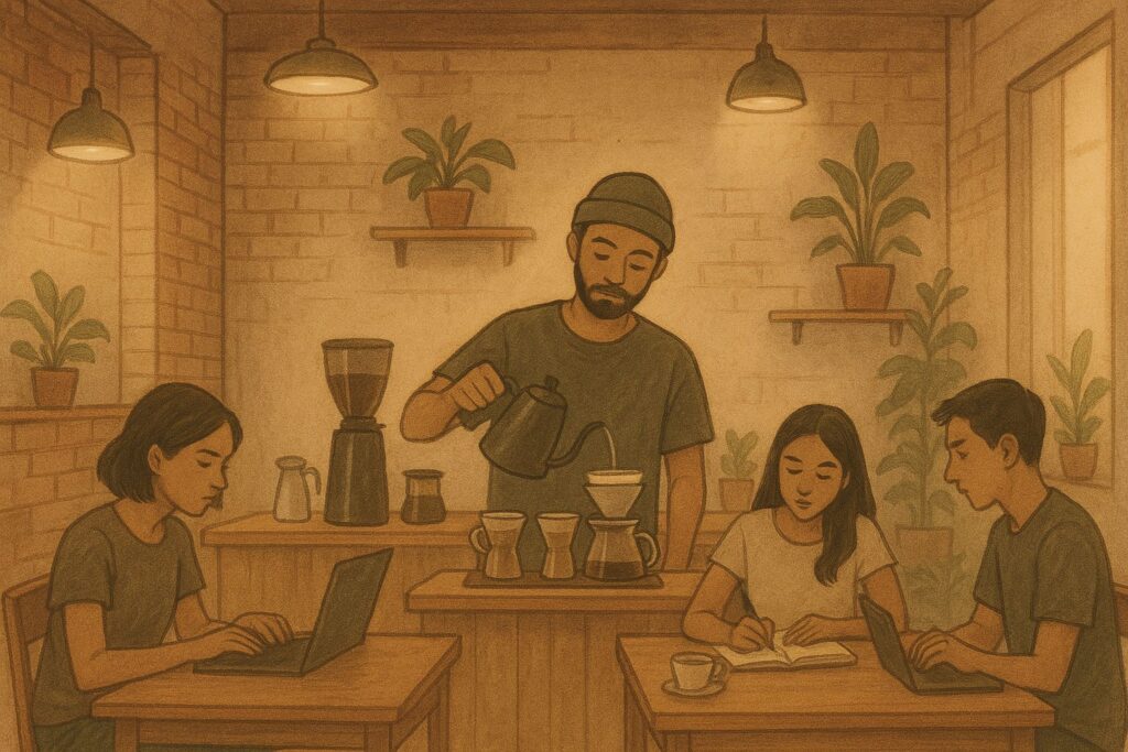 Third Wave Café, coffee community, coffee culture, coffee lifestyle, coffee rituals, coffee love, brew coffee, coffee experience, modern café culture, Jannes Punita blog, café psychology, creative spaces